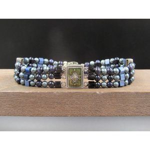 7" Sterling Silver Unique Style Marcasite Gem Bracelet Vintage Elegant Beautiful